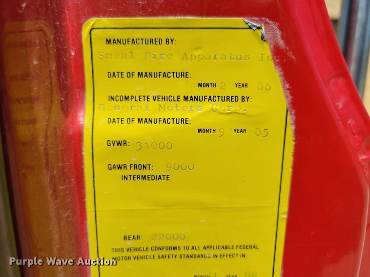 image for item IQ9870 1986 Chevrolet C70  fire truck