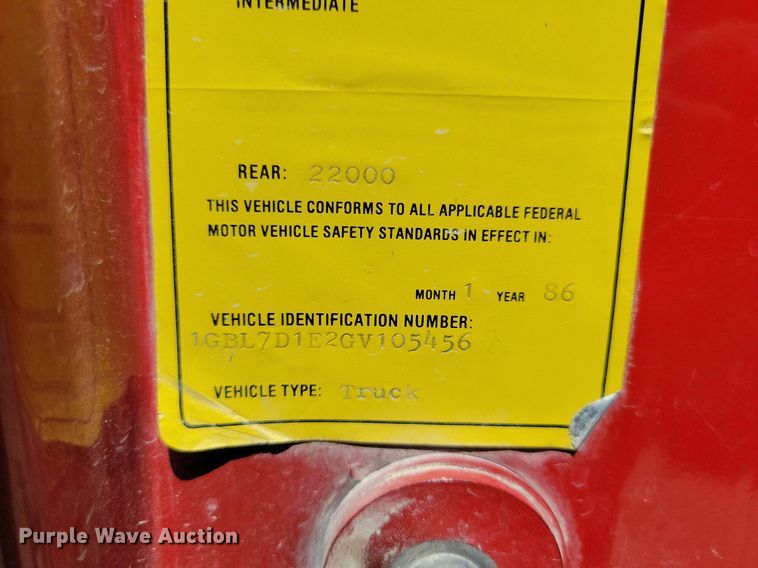 image for item IQ9870 1986 Chevrolet C70  fire truck