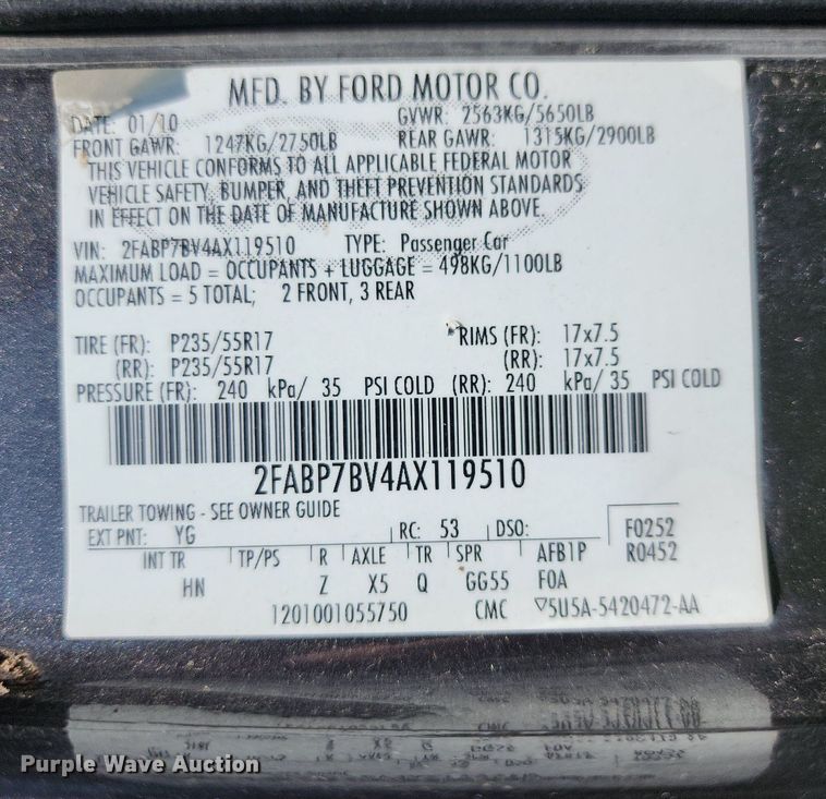 image for item JD9021 2010 Ford Crown Victoria Police Interceptor