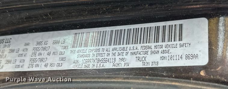 image for item KM9837 2017 Dodge Ram 1500  Crew Cab pickup truck