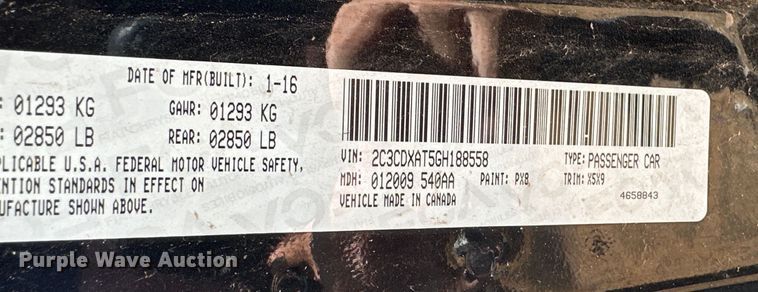 image for item KM9838 2016 Dodge Charger Police