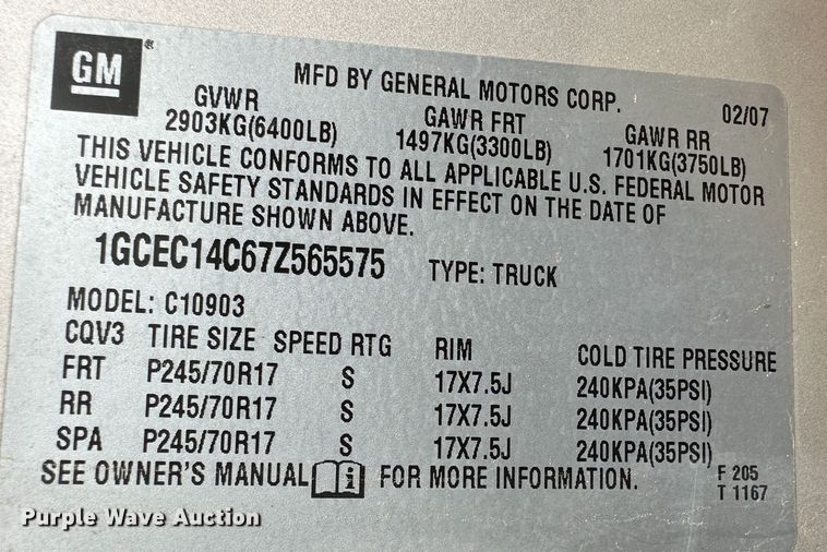 image for item KX9077 2007 Chevrolet Silverado 1500