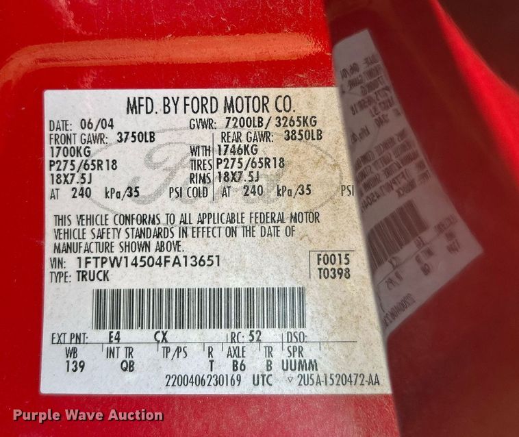 image for item LE9703 2004 Ford F150  SuperCrew pickup truck