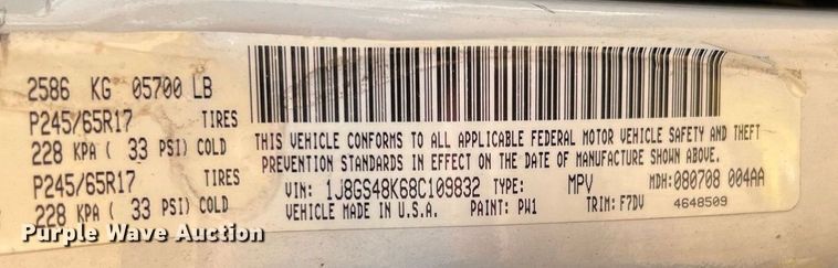 image for item LF9386 2008 Jeep Grand Cherokee Laredo  SUV