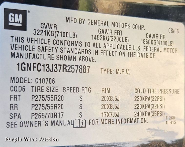 image for item LM9116 2007 Chevrolet Tahoe  SUV