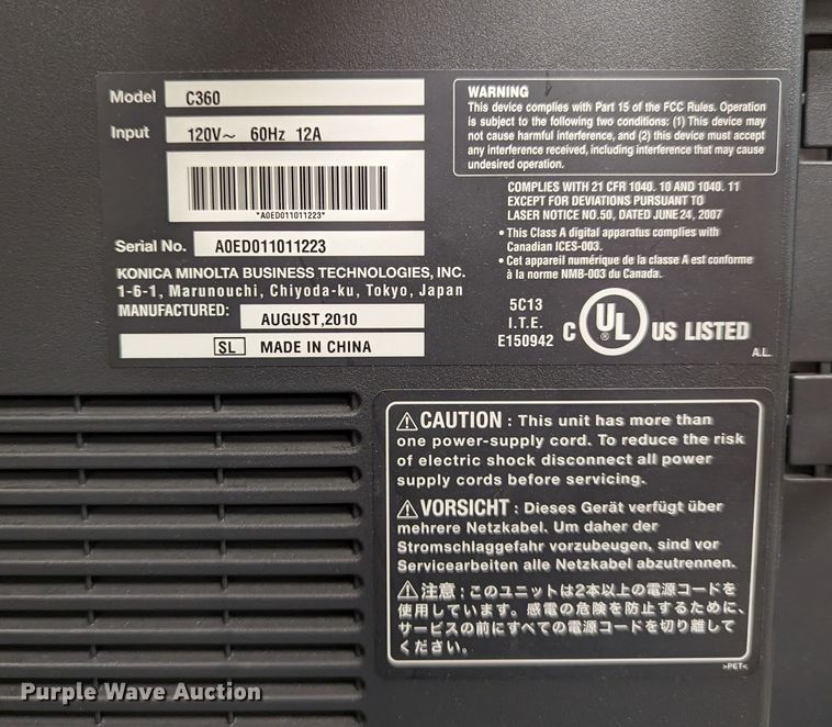 image for item LM9892 2010 Konica Minolta BizHub C360  all in one copier