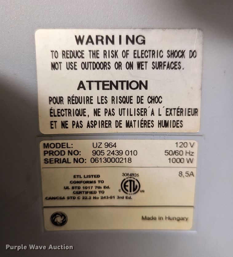 image for item LM9899 Nilfisk Advance Adgility UZ964  vacuum