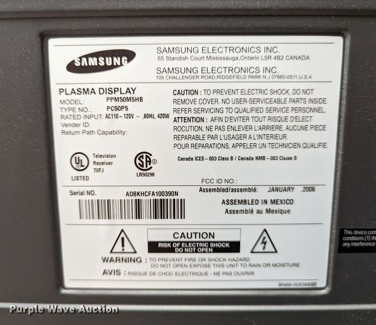 image for item LM9906 (3) Samsung PPM50M5H8 televisions