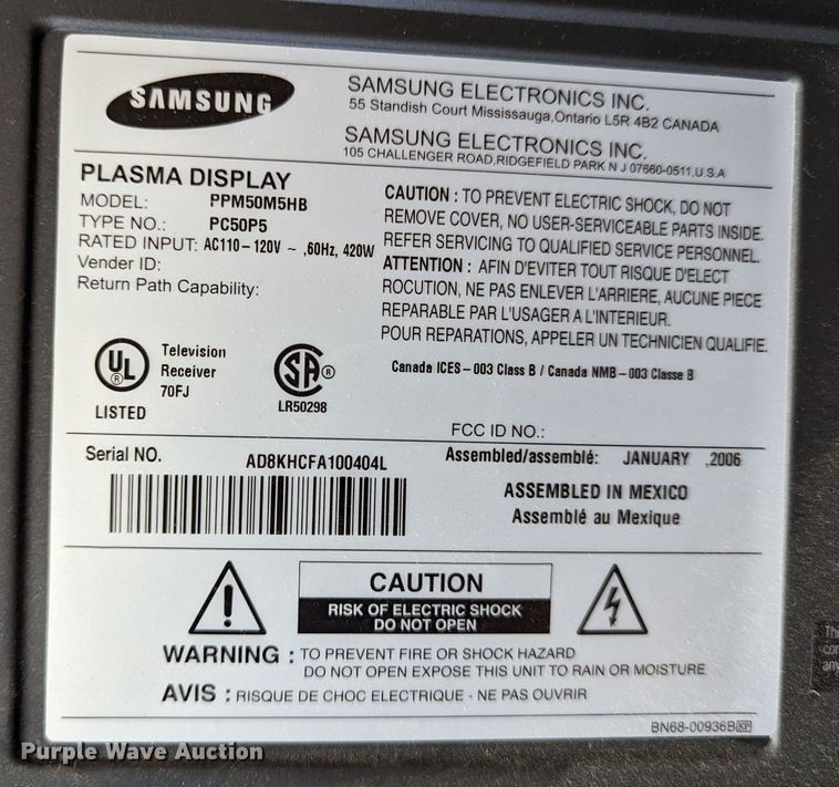 image for item LM9906 (3) Samsung PPM50M5H8 televisions