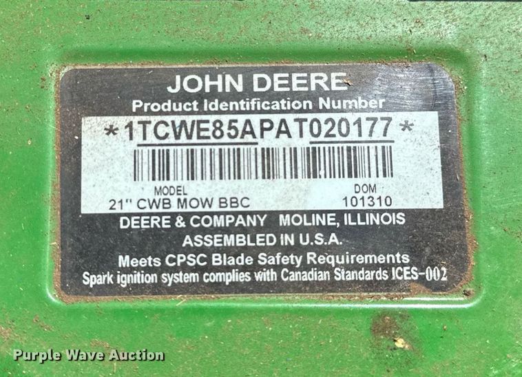 image for item LM9909 John Deere WE85  lawn mower