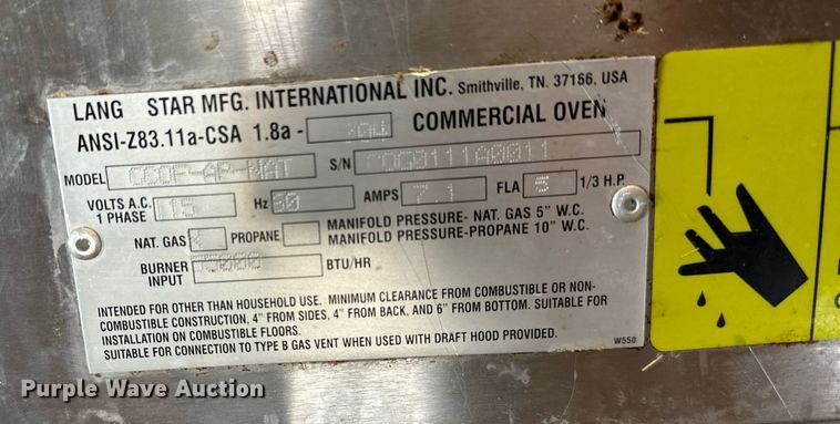 image for item LM9914 Lang GCOF-AP-NAT  double oven