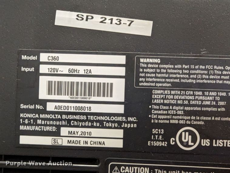 image for item LM9915 2010 Bizhub C360  multifunction copier