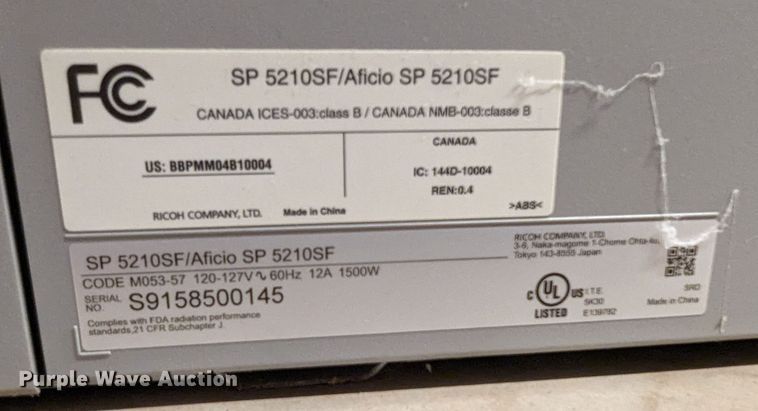 image for item LM9916 Ricoh SP5210SF  multifunction printer