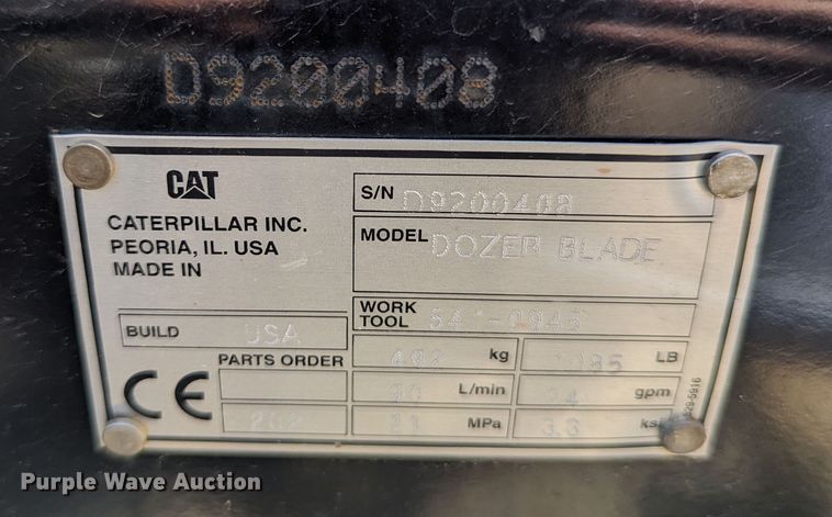 image for item LM9977 Caterpillar  92"W skid steer dozer blade