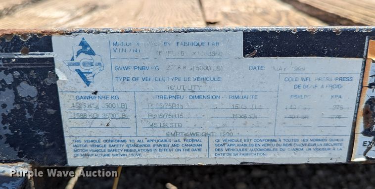 image for item LM9986 1999 Diamond C  Utility trailer