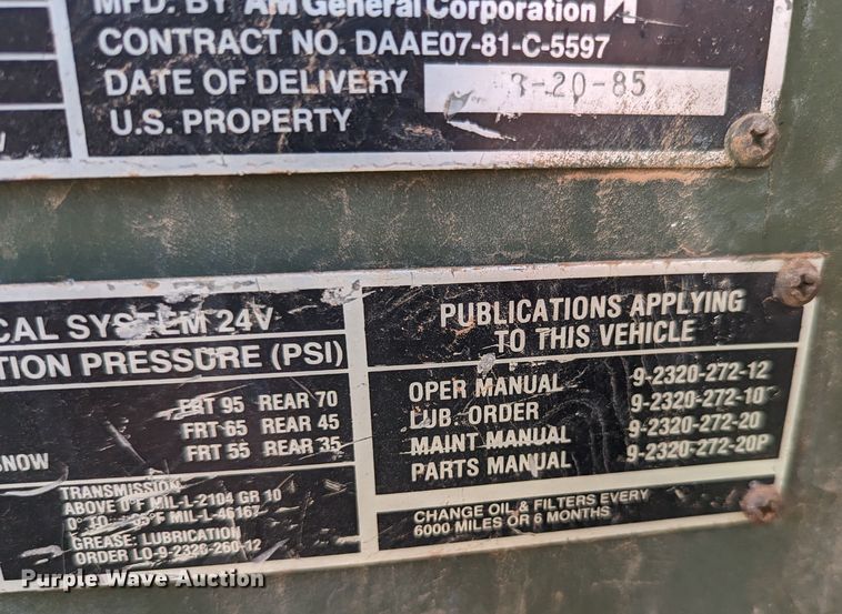 image for item LN9002 1985 Am General M929  dump truck