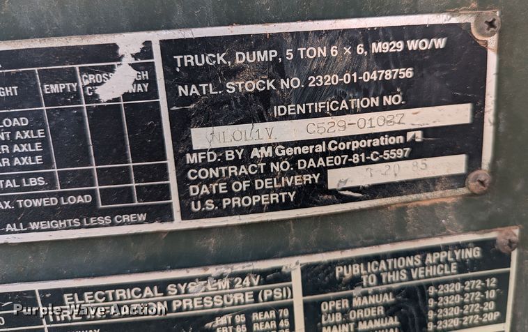 image for item LN9002 1985 Am General M929  dump truck