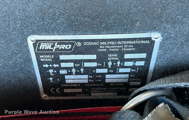 image for item LQ9009 2017 Zodiac MilPro  inflatable boat