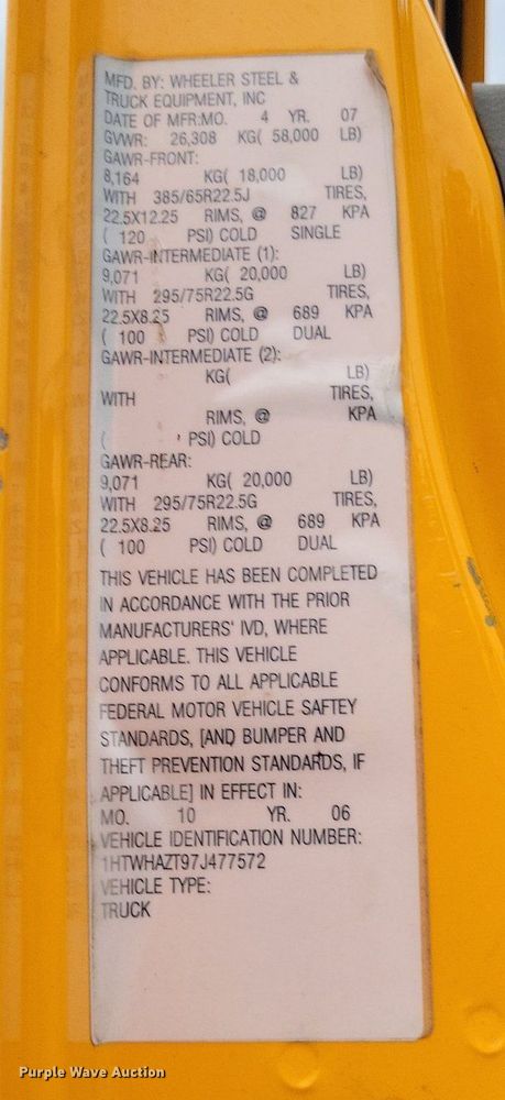 image for item LS9634 2007 International 7400  dump truck