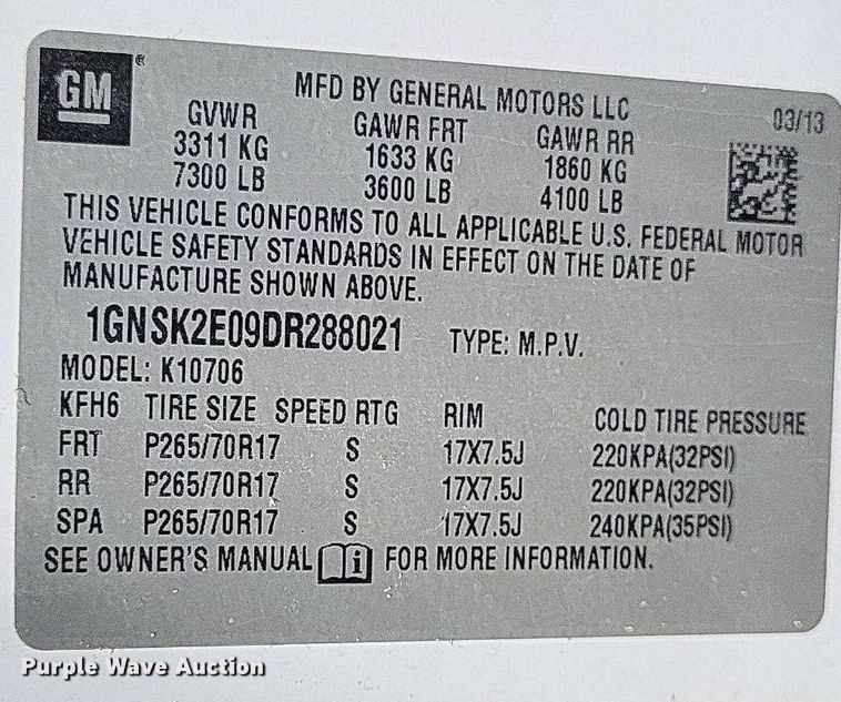 image for item LS9644 2013 Chevrolet Tahoe Police  SUV