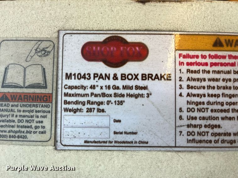 image for item MG9416 Shop Fox M1043  pan and box brake