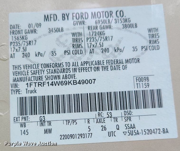 image for item MG9621 2009 Ford F150  pickup truck