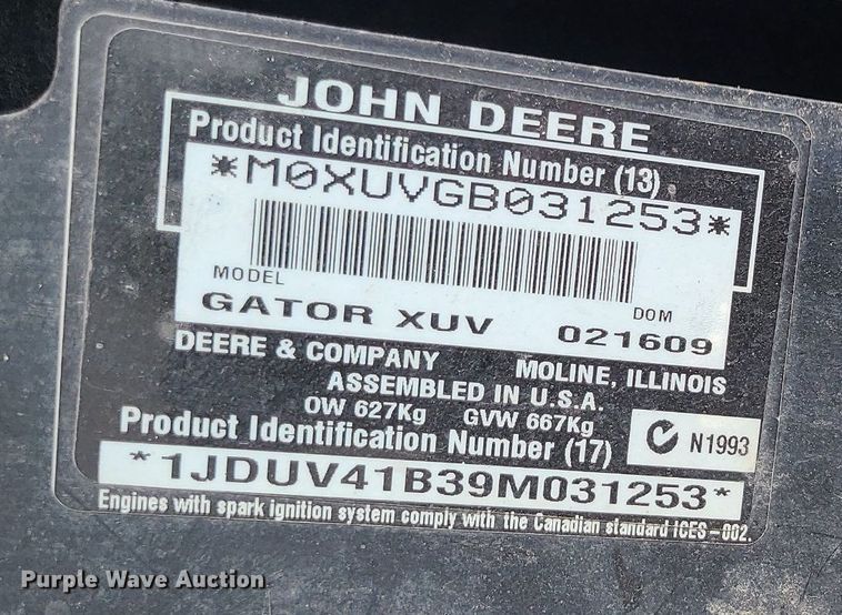 image for item MG9623 2009 John Deere Gator  utility vehicle