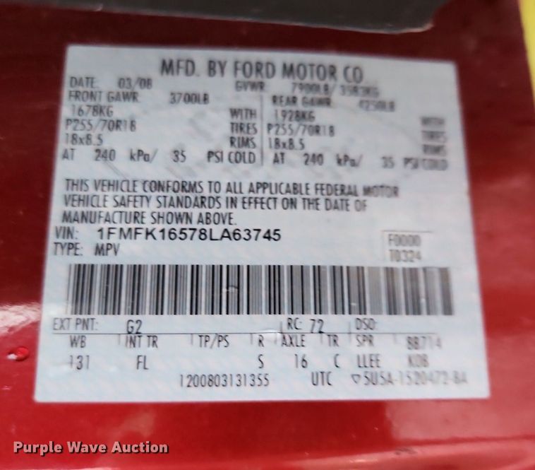 image for item MG9673 2008 Ford Expedition EL XLT  SUV