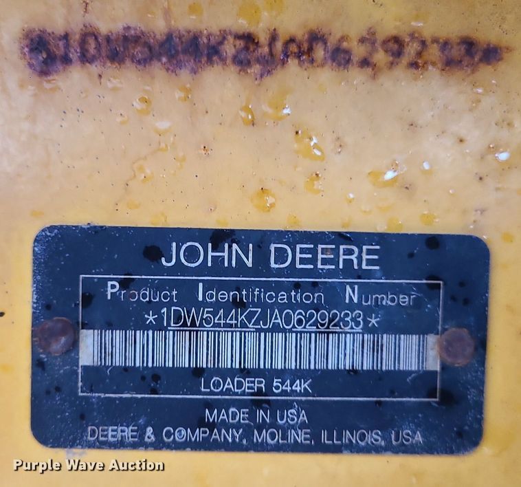 image for item MG9678 2010 John Deere 544K  wheel loader