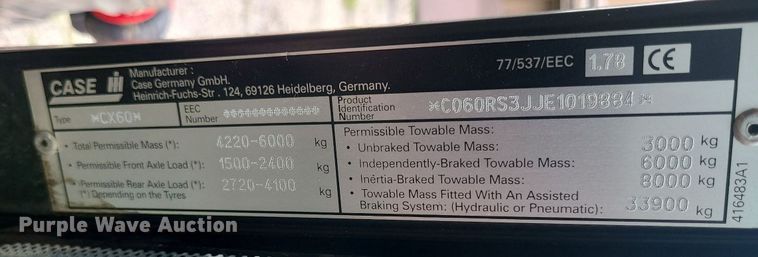 image for item MG9693 2000 Case CX60  tractor