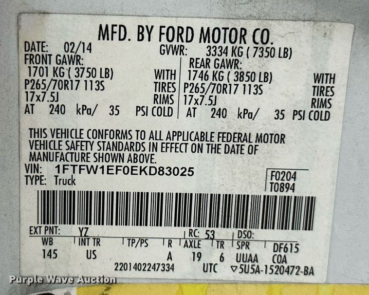 image for item ML9076 2014 Ford F150  SuperCrew pickup truck