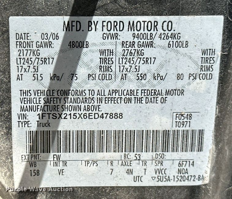 image for item ML9161 2006 Ford F250 Super Duty  pickup truck