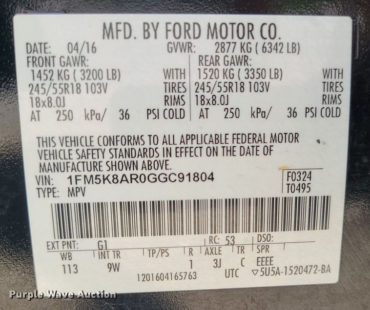 image for item MO9842 2016 Ford Explorer Police Interceptor  SUV