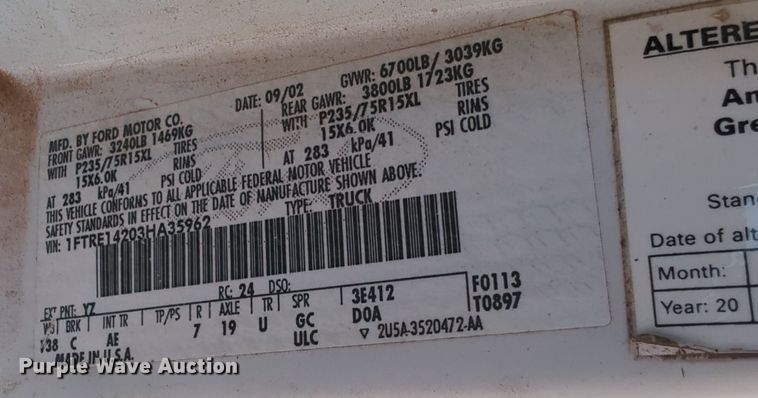 image for item MY9497 2003  Ford E150  van