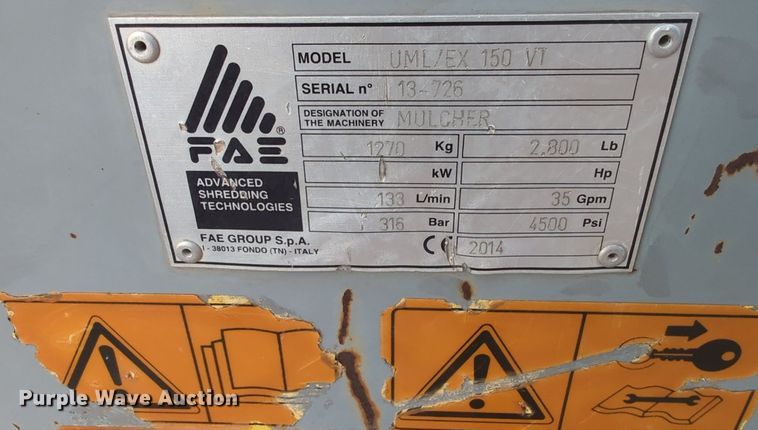 image for item MY9891 2014 Advanced Shredding Technologies ULM/EX 150 VT  excavator mulcher