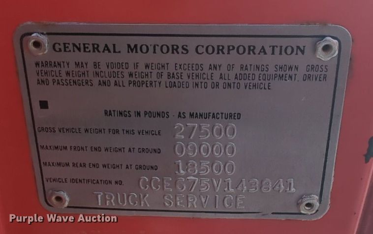 image for item MY9916 1975 Chevrolet  fire truck