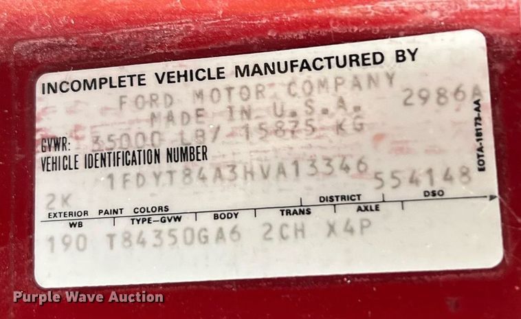 image for item NA9076 1987 Ford F800  pumper fire truck