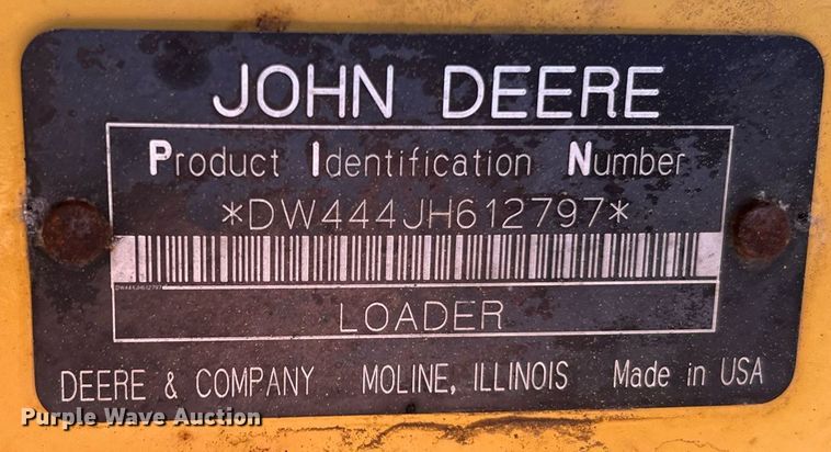 image for item NA9083 2007 John Deere 444J  high lift wheel loader