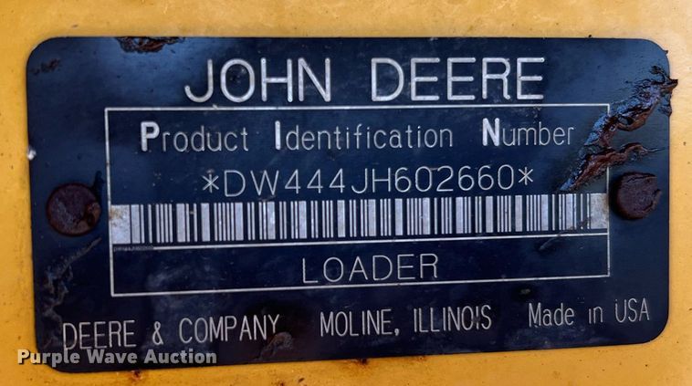 image for item NA9084 2006 John Deere 444J  high lift wheel loader