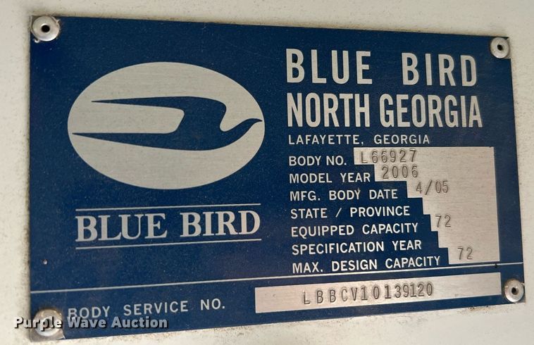 image for item NA9097 2006 Blue Bird  school bus