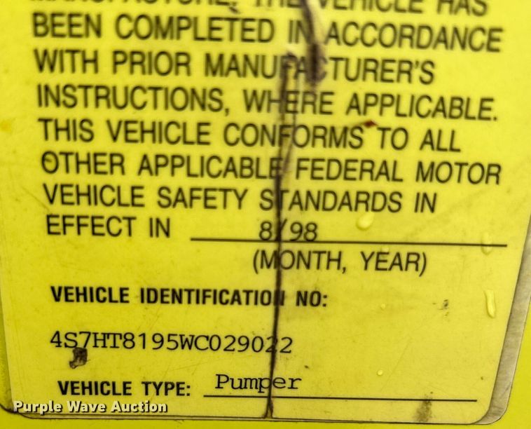 image for item NL9442 1998 Spartan Advantage  pumper fire truck