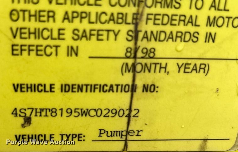 image for item NL9442 1998 Spartan Advantage  pumper fire truck