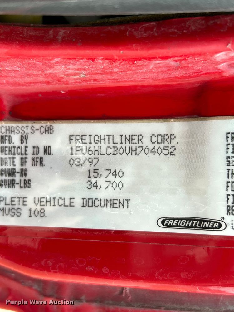 image for item NL9443 1997 Freightliner FL70  pumper fire truck