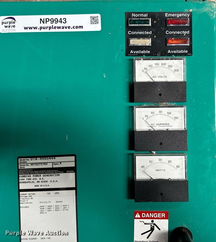 image for item NP9943 Onan OTA-4965444  transfer switch