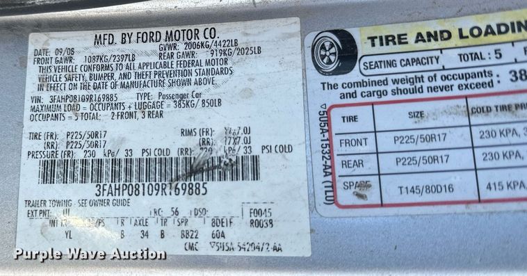image for item NP9983 2009  Ford Fusion