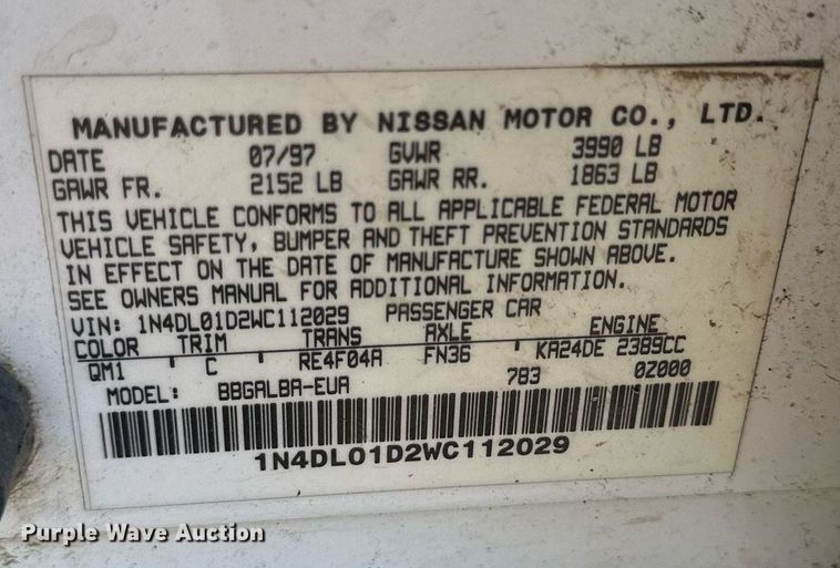 image for item NP9987 1998 Nissan Altima