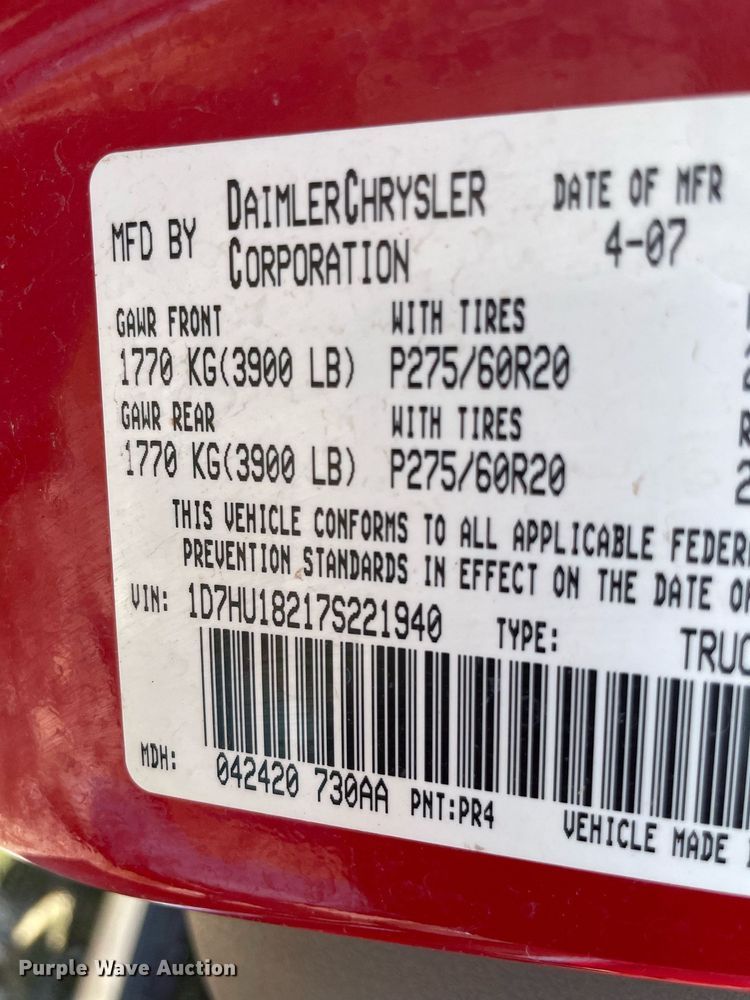 image for item NT9431 2007 Dodge Ram 1500  Quad Cab pickup truck