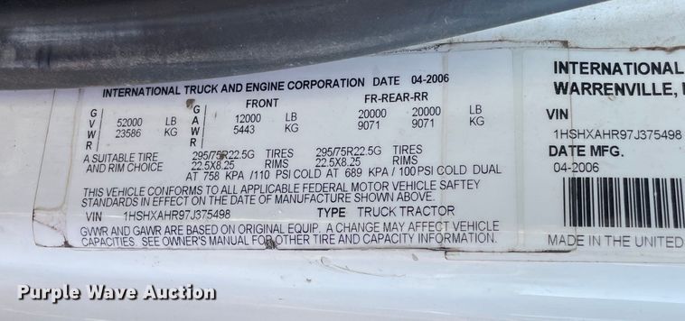 image for item NT9437 2007 International 8600  dump truck