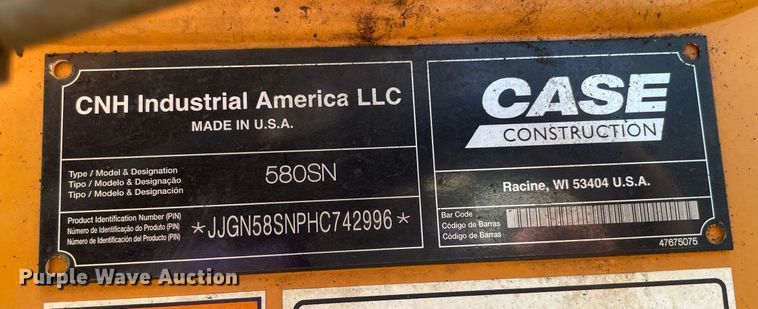 image for item NT9448 2017 Case 580 Super N backhoe