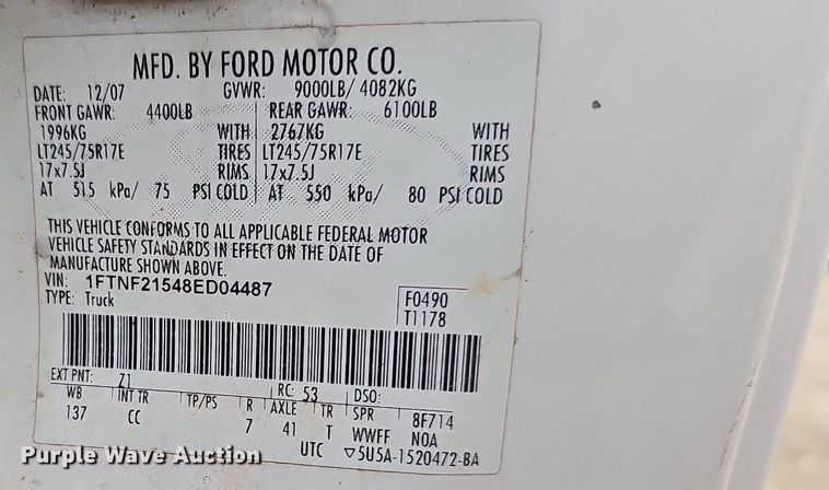 image for item NT9918 2008 Ford F250 Super Duty XL  pickup truck